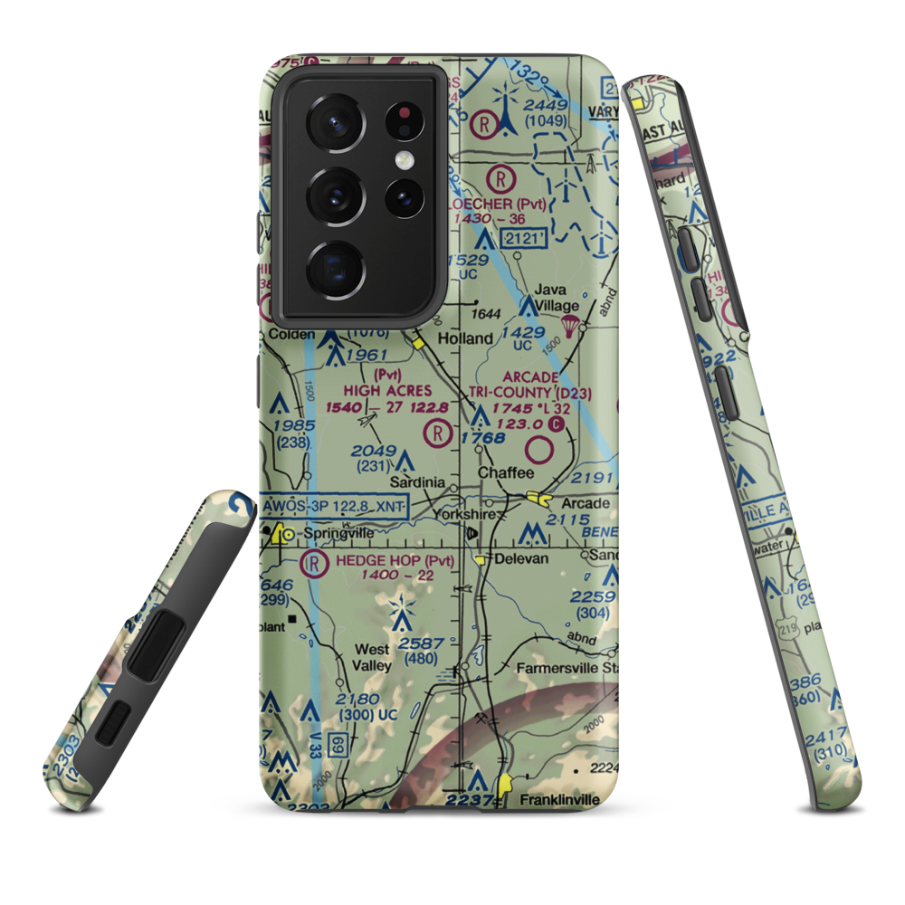 High Acres Airport (85NY) VFR Sectional Samsung Phone Case Samsung Galaxy S21 Ultra model shown
