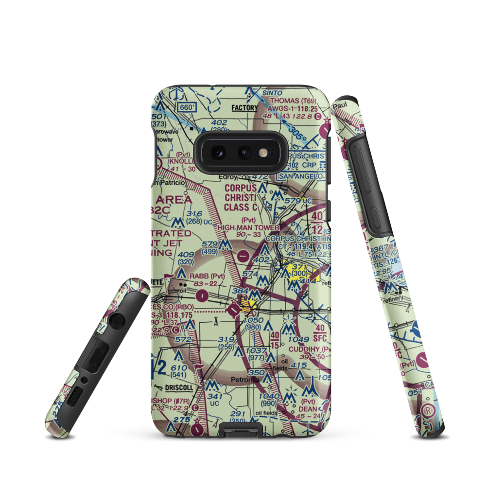 High Man Tower Airstrip (TE62) VFR Sectional Samsung Phone Case Samsung Galaxy S10 Plus model shown