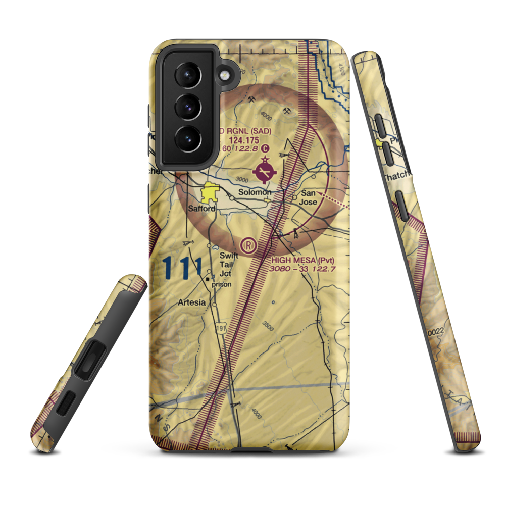 High Mesa Airpark (3AZ8) VFR Sectional Samsung Phone Case Samsung Galaxy S21 Plus model shown