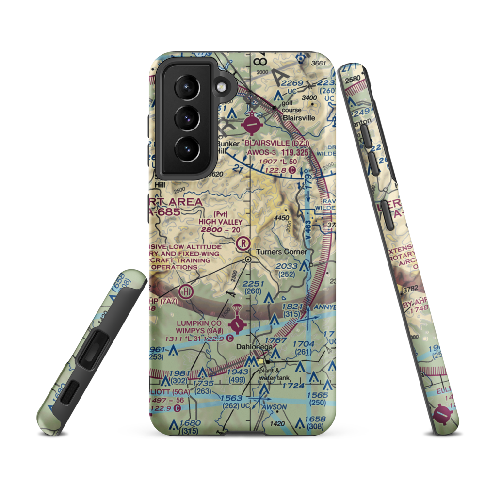 High Valley Airpark (GA87) VFR Sectional Samsung Phone Case Samsung Galaxy S21 FE model shown