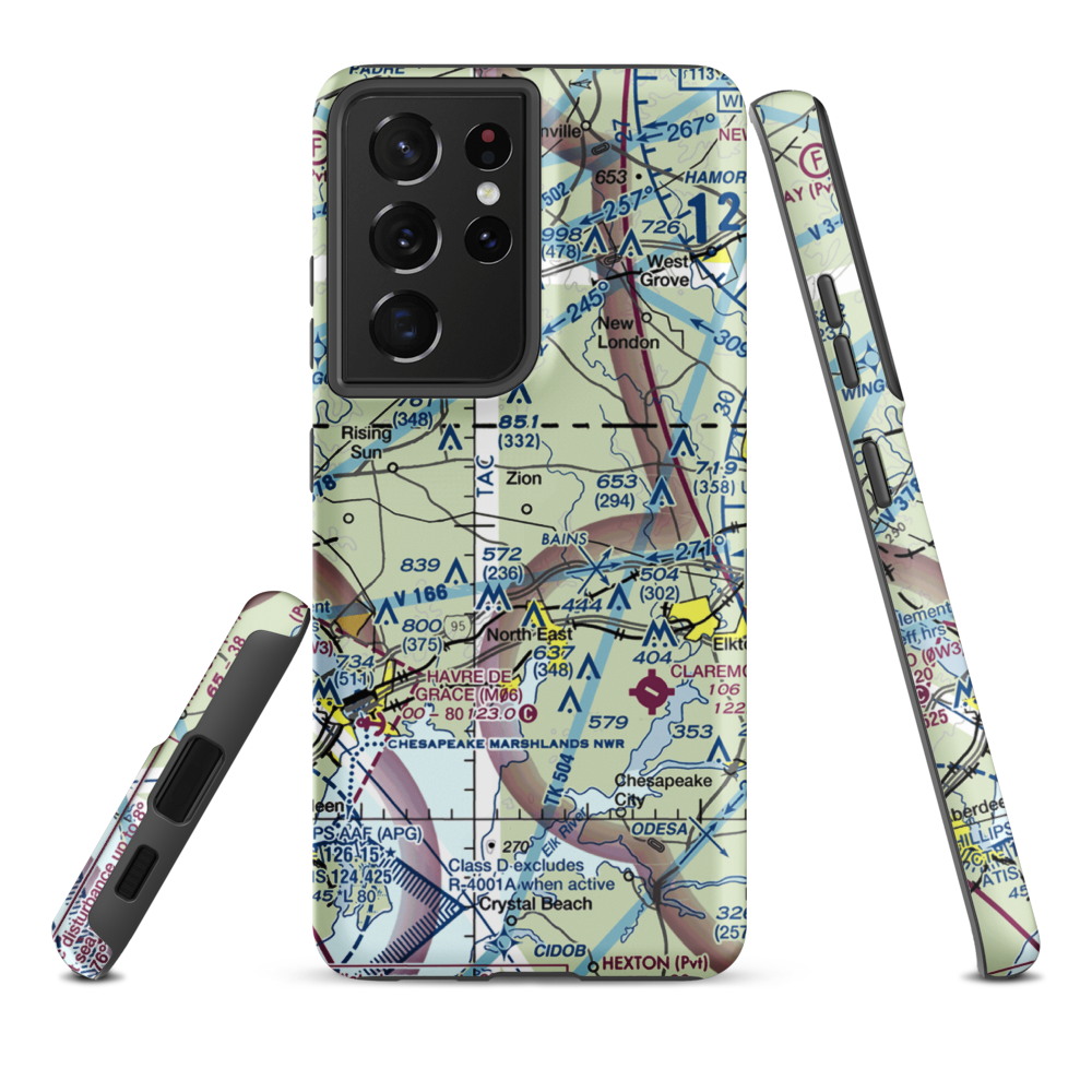 High Valley Airport (16MD) VFR Sectional Samsung Phone Case Samsung Galaxy S21 Ultra model shown