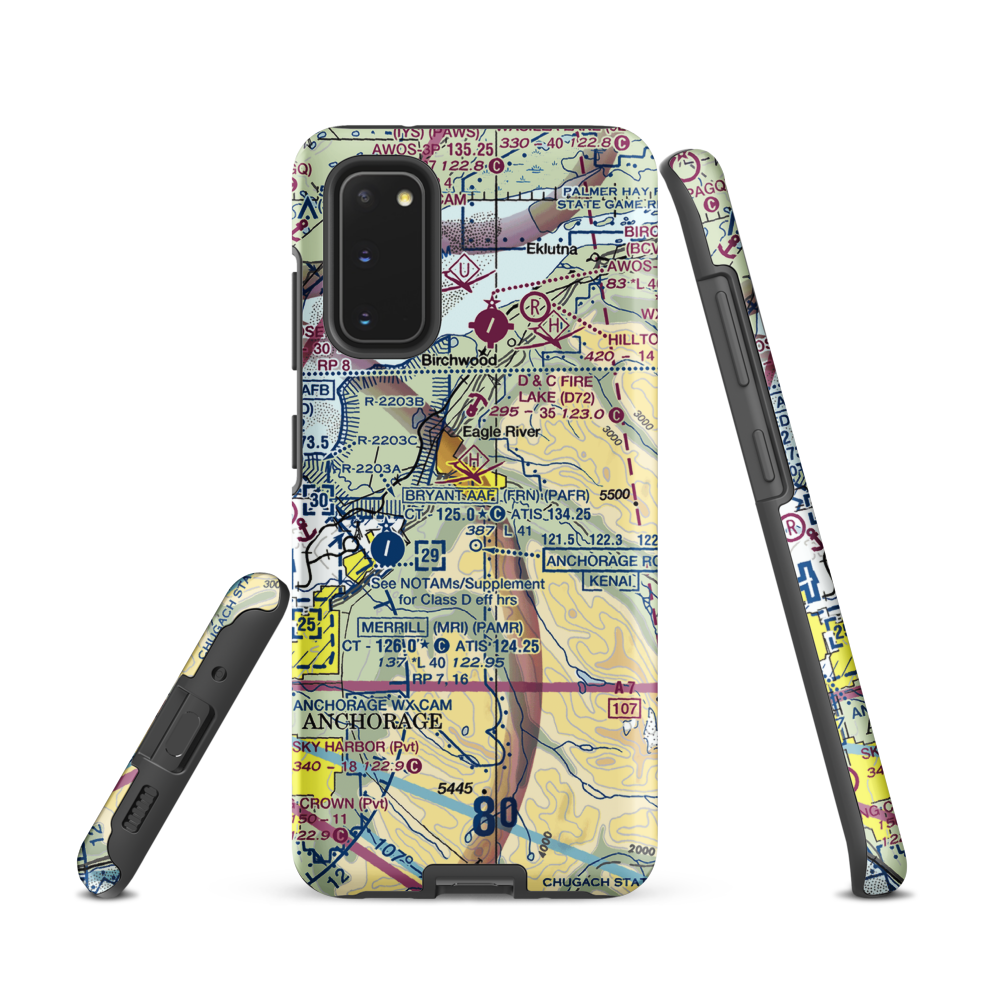 Highland Airport (47AK) VFR Sectional Samsung Phone Case Samsung Galaxy S20 model shown