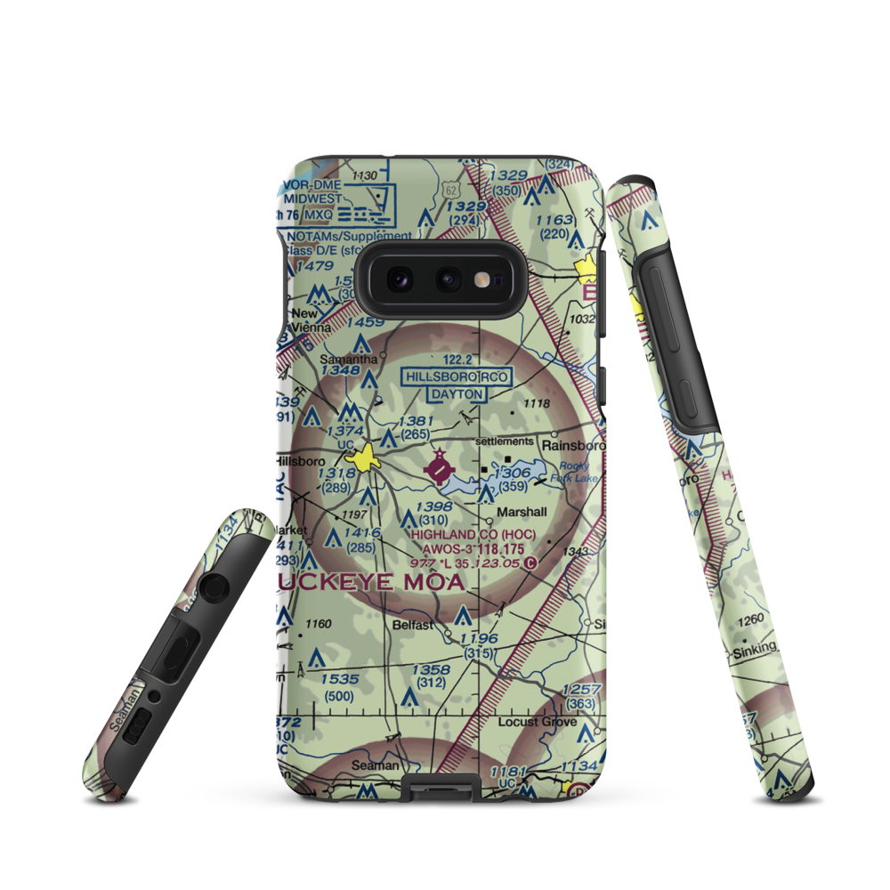Highland County Airport (HOC) VFR Sectional Samsung Phone Case Samsung Galaxy S10 Plus model shown
