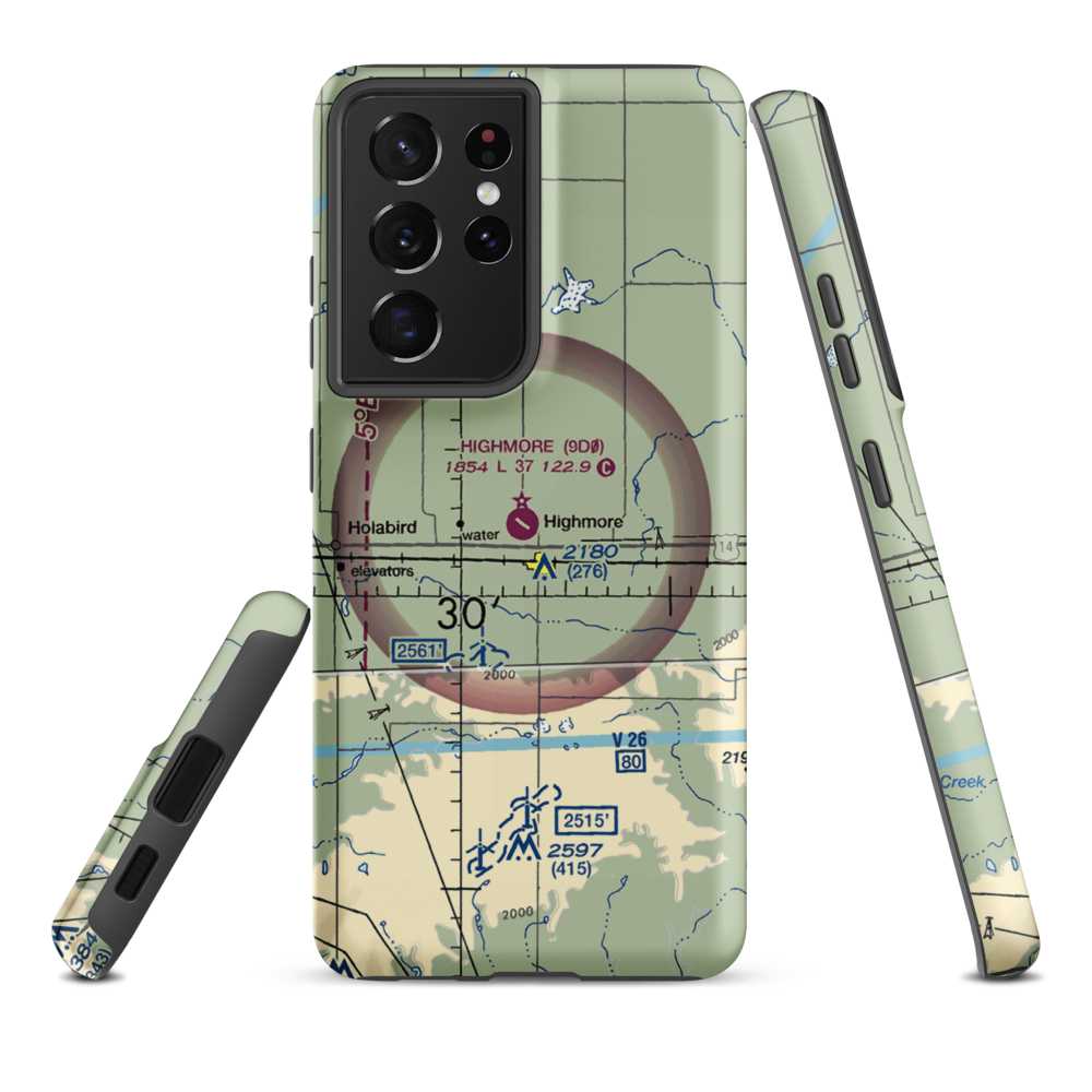 Highmore Municipal Airport (9D0) VFR Sectional Samsung Phone Case Samsung Galaxy S21 Ultra model shown