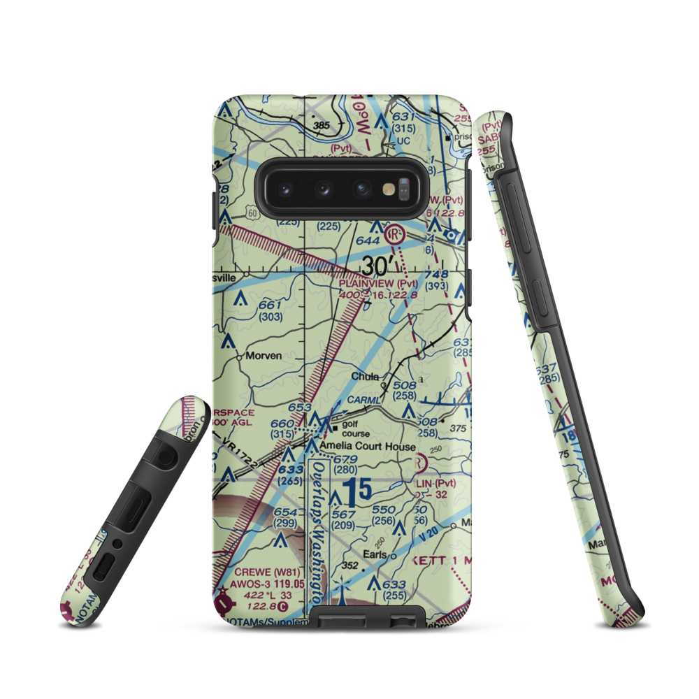 Hill Top Airport (VA64) VFR Sectional Samsung Phone Case Samsung Galaxy S10 model shown