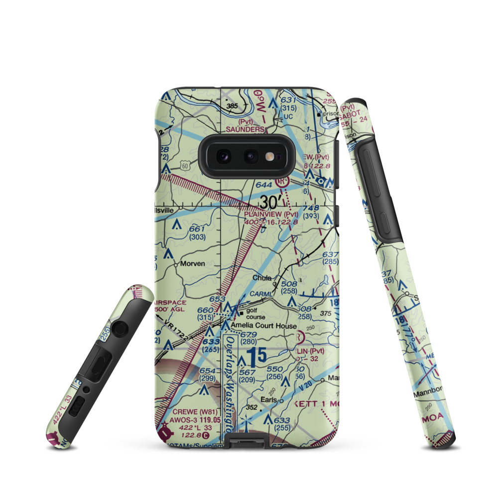 Hill Top Airport (VA64) VFR Sectional Samsung Phone Case Samsung Galaxy S10 Plus model shown