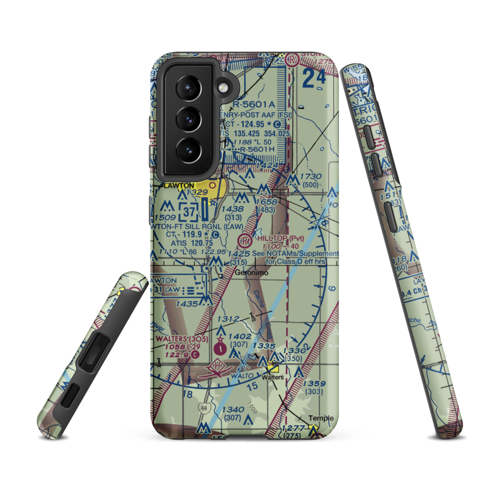 Hill Top Private Airport (OK08) VFR Sectional Samsung Phone Case Samsung Galaxy S21 FE model shown