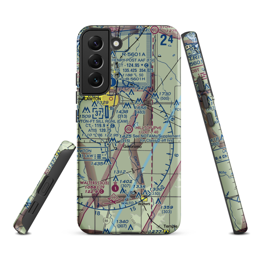 Hill Top Private Airport (OK08) VFR Sectional Samsung Phone Case Samsung Galaxy S22 Plus model shown