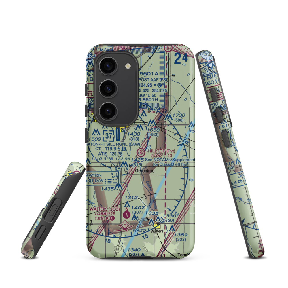 Hill Top Private Airport (OK08) VFR Sectional Samsung Phone Case Samsung Galaxy S23 model shown