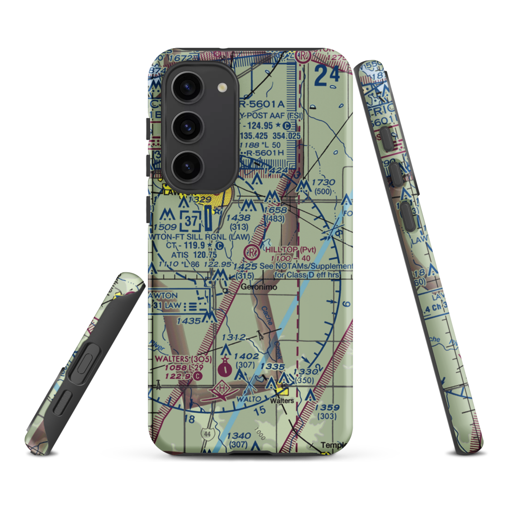 Hill Top Private Airport (OK08) VFR Sectional Samsung Phone Case Samsung Galaxy S23 Plus model shown