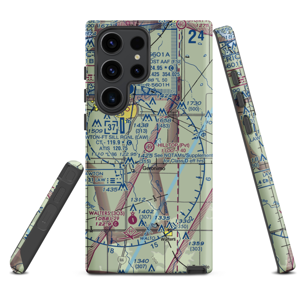 Hill Top Private Airport (OK08) VFR Sectional Samsung Phone Case Samsung Galaxy S23 Ultra model shown