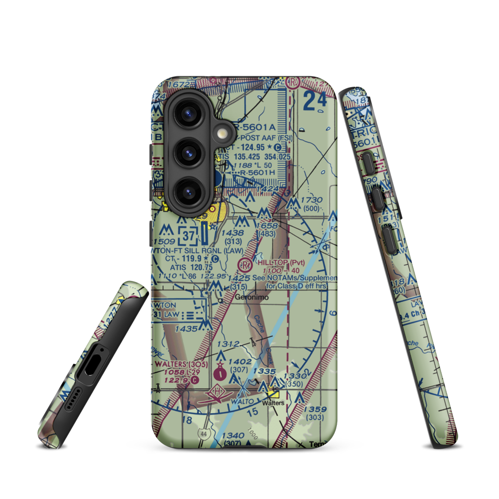 Hill Top Private Airport (OK08) VFR Sectional Samsung Phone Case Samsung Galaxy S24 model shown