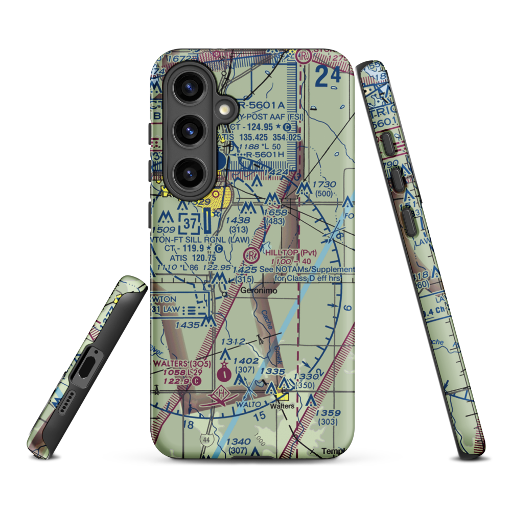 Hill Top Private Airport (OK08) VFR Sectional Samsung Phone Case Samsung Galaxy S24 Plus model shown