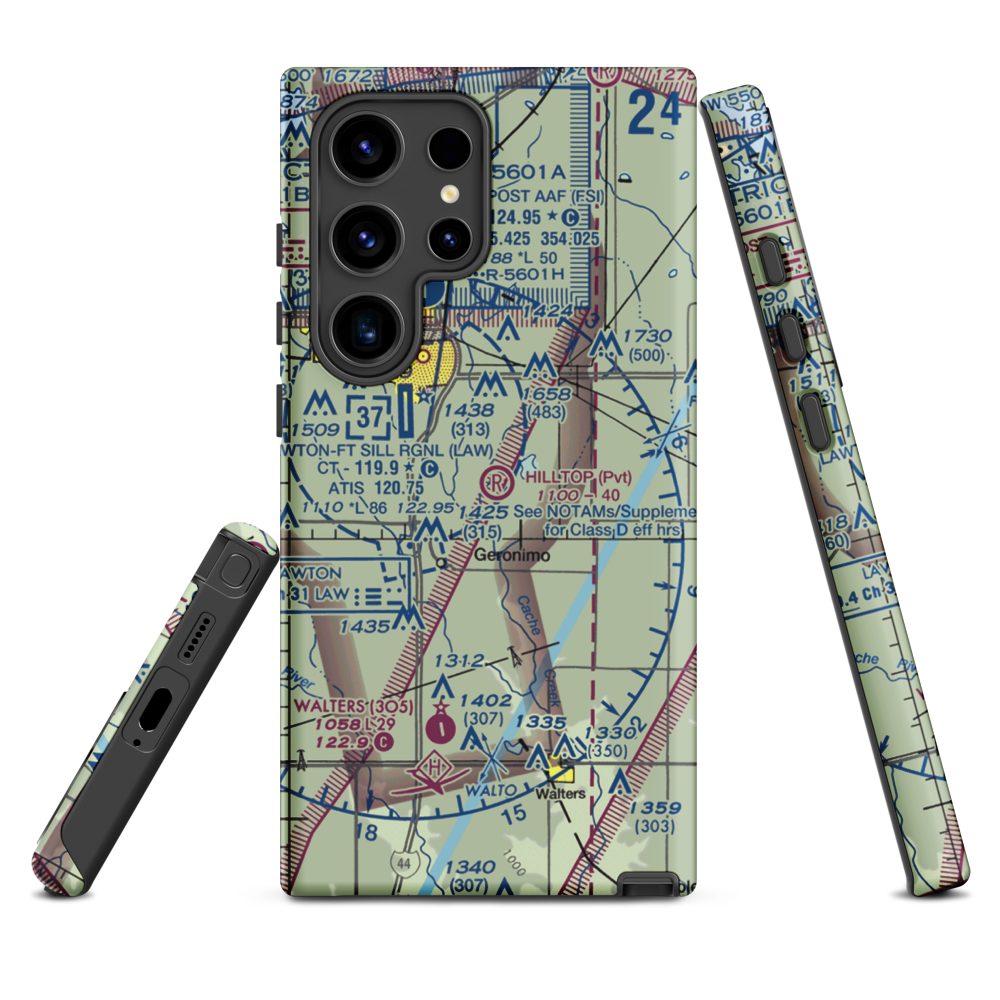 Hill Top Private Airport (OK08) VFR Sectional Samsung Phone Case Samsung Galaxy S24 Ultra model shown