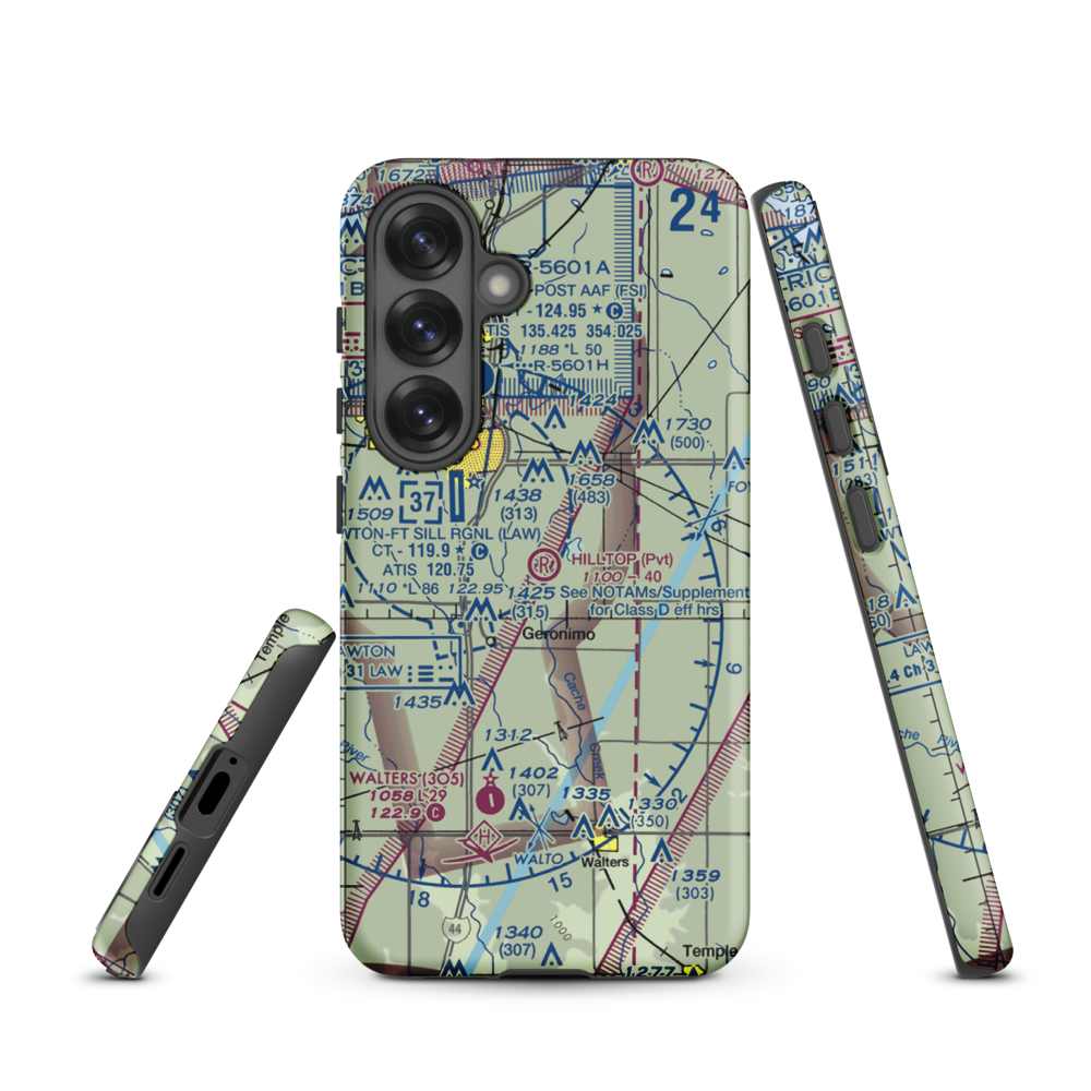 Hill Top Private Airport (OK08) VFR Sectional Samsung Phone Case Samsung Galaxy S25 model shown