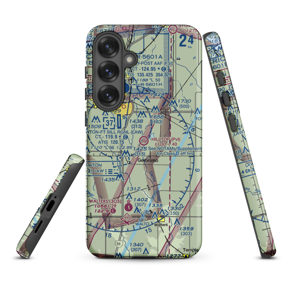 Hill Top Private Airport (OK08) VFR Sectional Samsung Phone Case Samsung Galaxy S25 Plus model shown