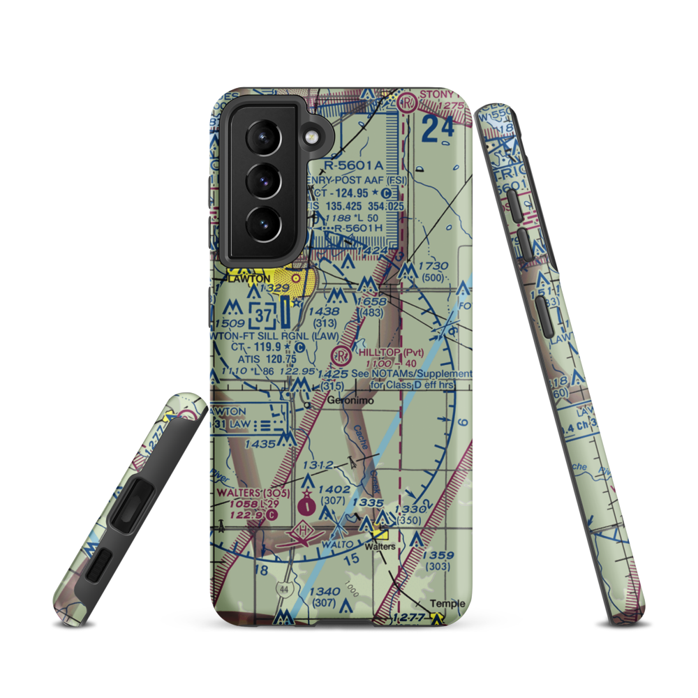 Hill Top Private Airport (OK08) VFR Sectional Samsung Phone Case Samsung Galaxy S21 model shown