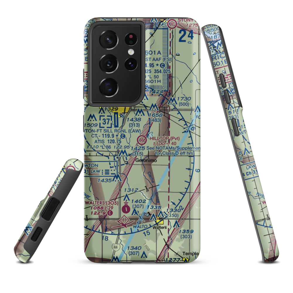 Hill Top Private Airport (OK08) VFR Sectional Samsung Phone Case Samsung Galaxy S21 Ultra model shown