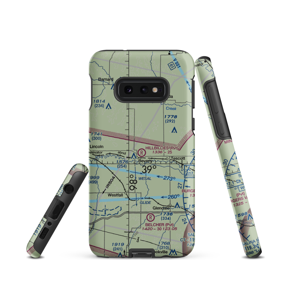 Hillbillies Airport (72KS) VFR Sectional Samsung Phone Case Samsung Galaxy S10 Plus model shown