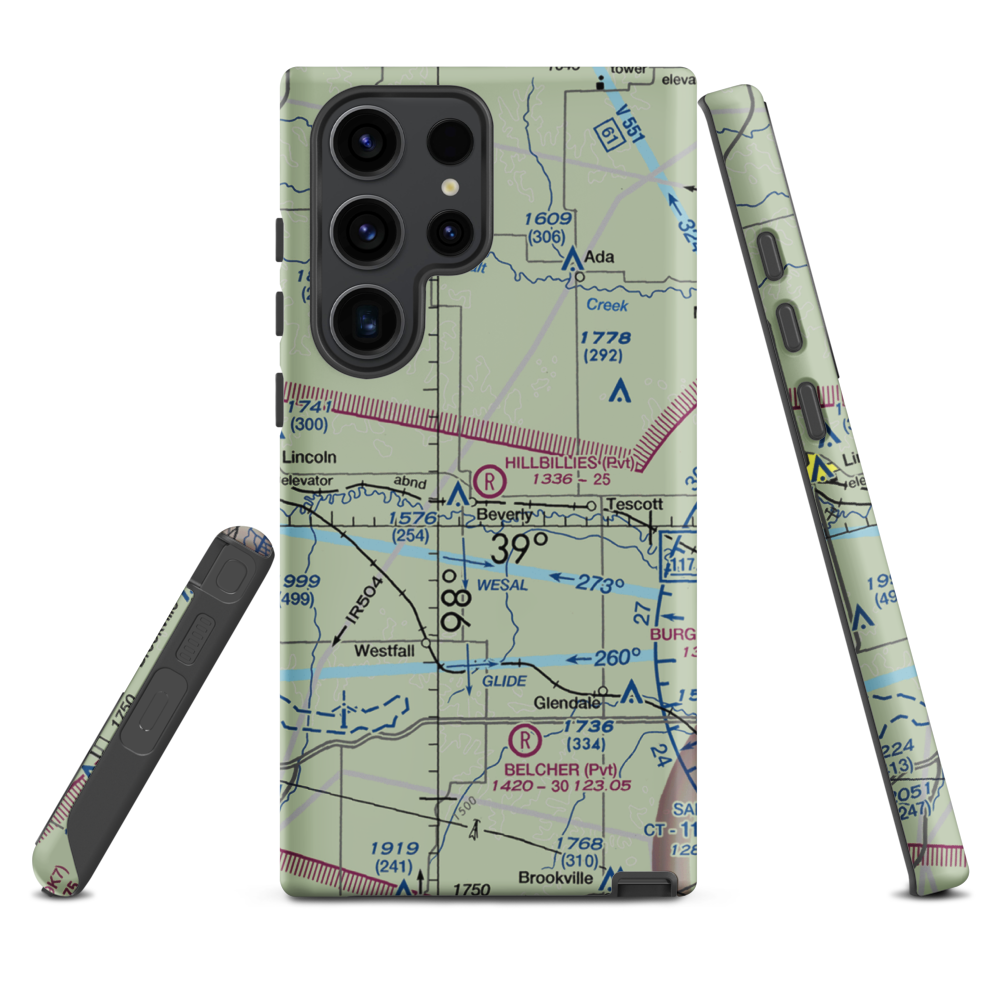 Hillbillies Airport (72KS) VFR Sectional Samsung Phone Case Samsung Galaxy S23 Ultra model shown