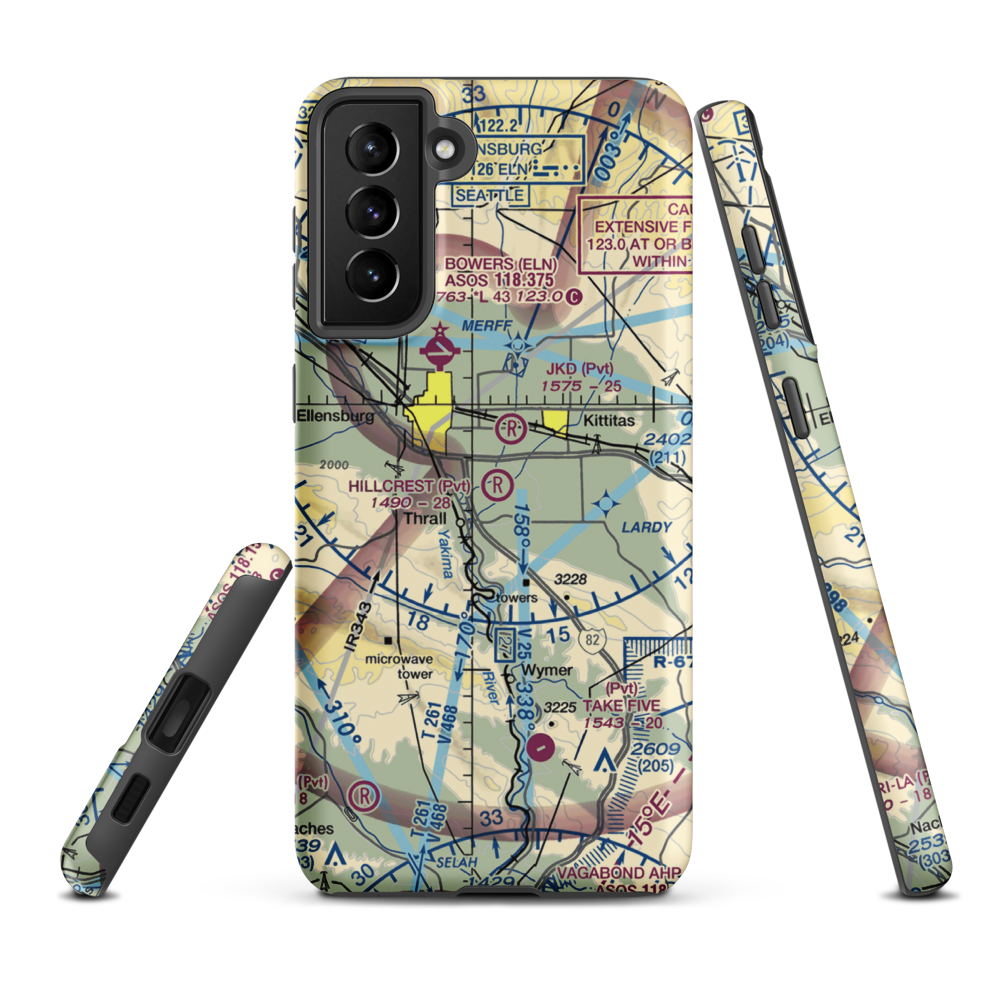 Hillcrest Farms Airport (WT01) VFR Sectional Samsung Phone Case Samsung Galaxy S21 Plus model shown