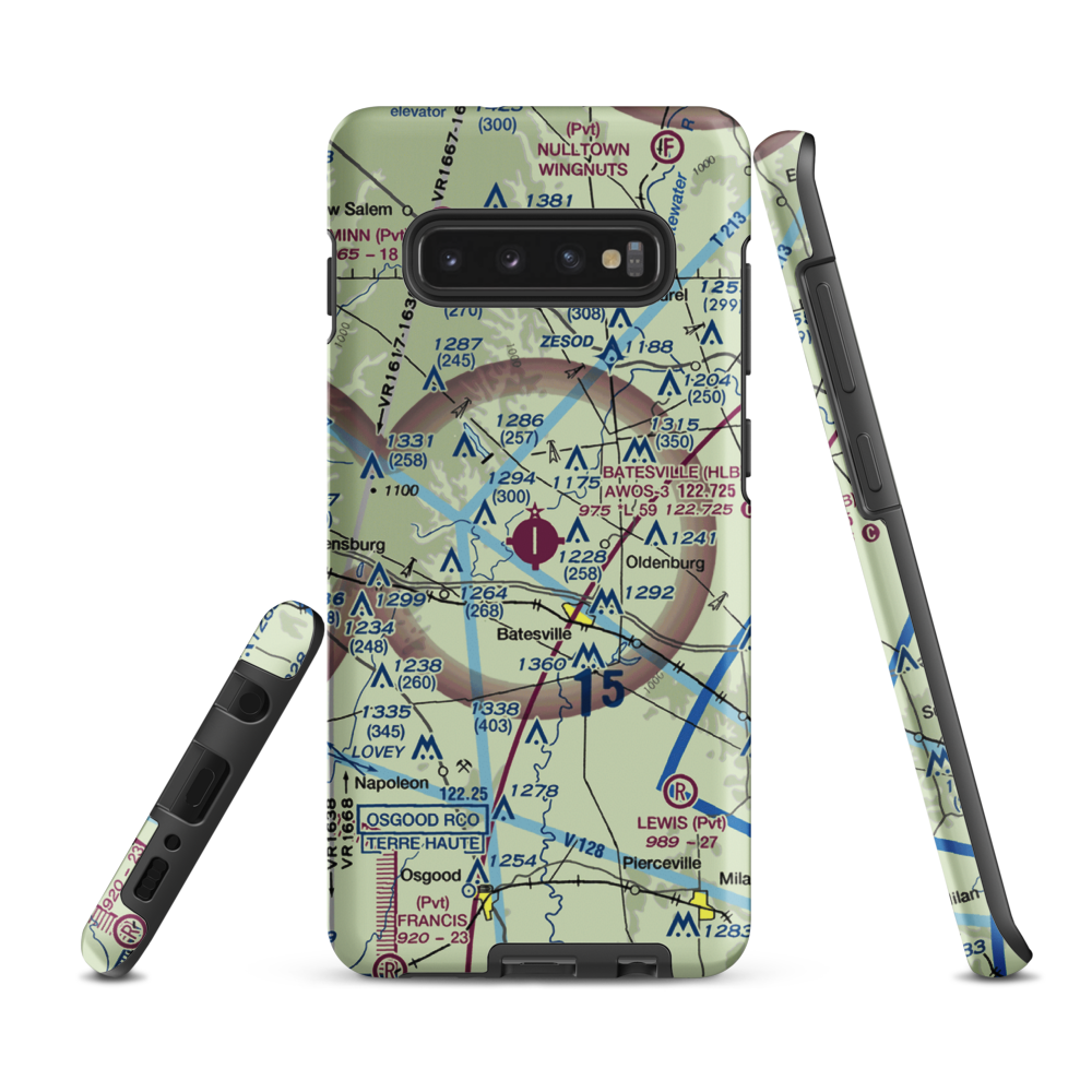 Hillenbrand Industries Airport (HLB) VFR Sectional Samsung Phone Case Samsung Galaxy S10e model shown
