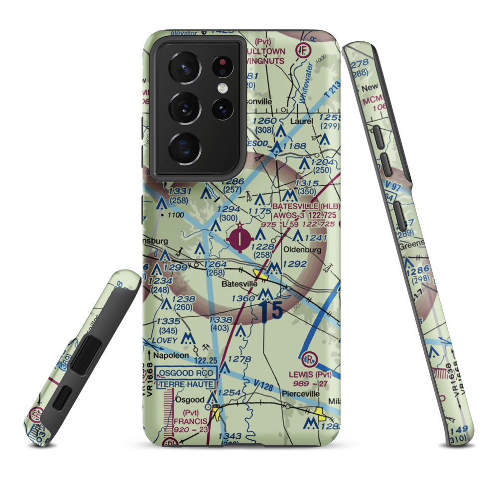 Hillenbrand Industries Airport (HLB) VFR Sectional Samsung Phone Case Samsung Galaxy S21 Ultra model shown