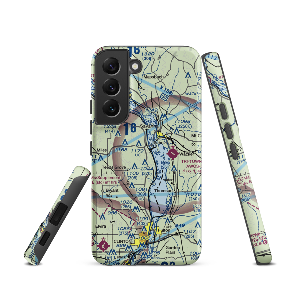 Hillside Stables Airport (13IA) VFR Sectional Samsung Phone Case Samsung Galaxy S22 model shown