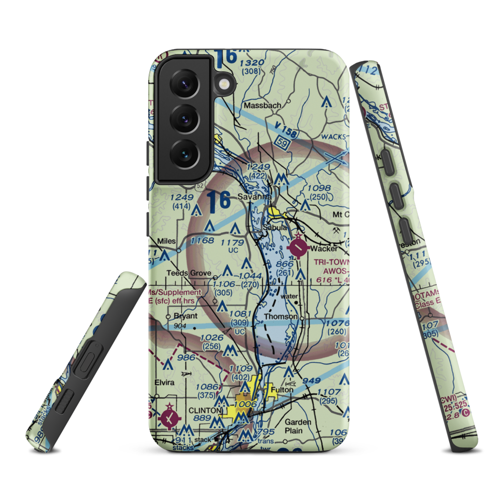Hillside Stables Airport (13IA) VFR Sectional Samsung Phone Case Samsung Galaxy S22 Plus model shown
