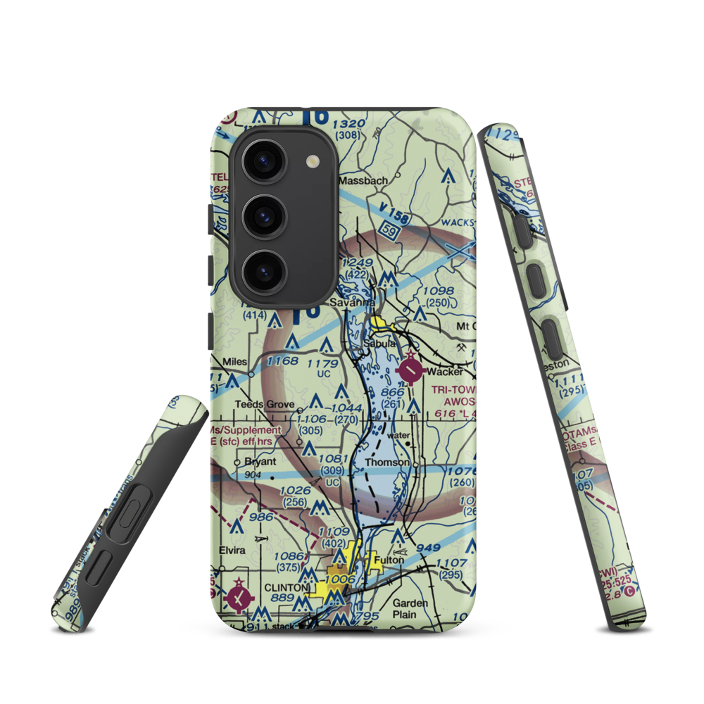 Hillside Stables Airport (13IA) VFR Sectional Samsung Phone Case Samsung Galaxy S23 model shown
