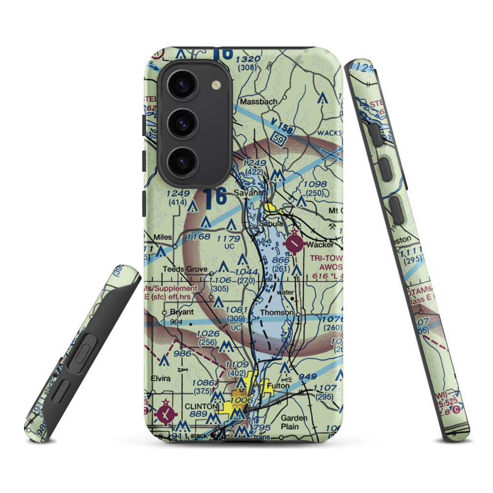 Hillside Stables Airport (13IA) VFR Sectional Samsung Phone Case Samsung Galaxy S23 Plus model shown