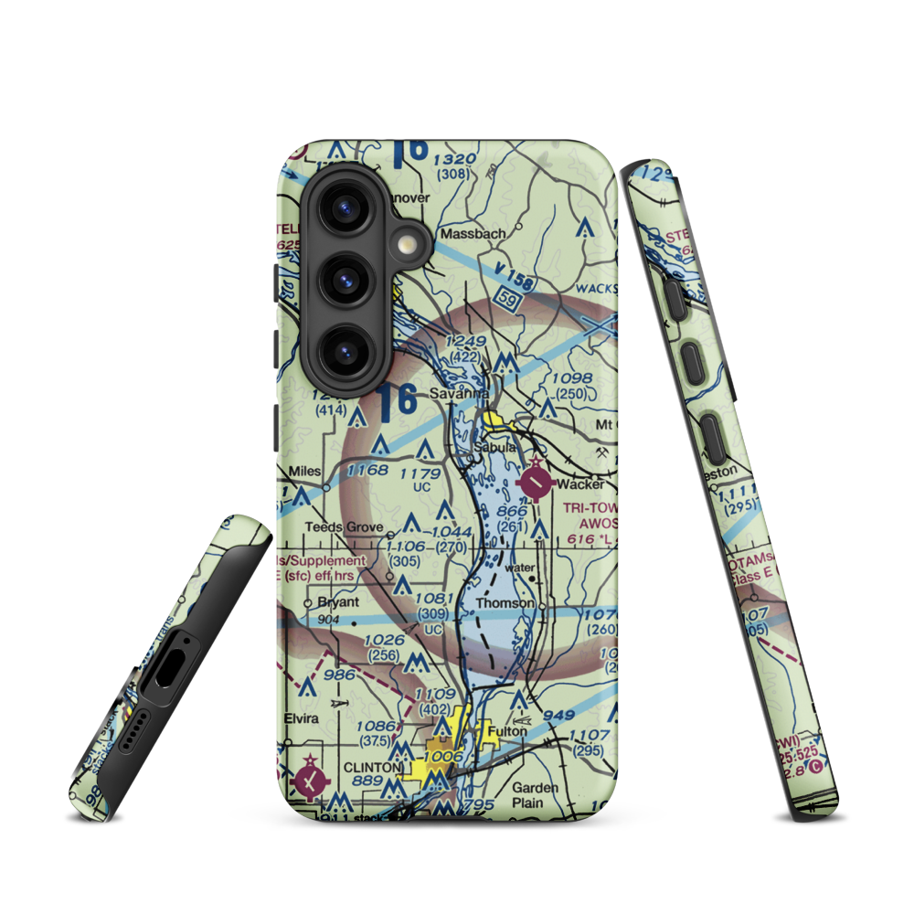 Hillside Stables Airport (13IA) VFR Sectional Samsung Phone Case Samsung Galaxy S24 model shown