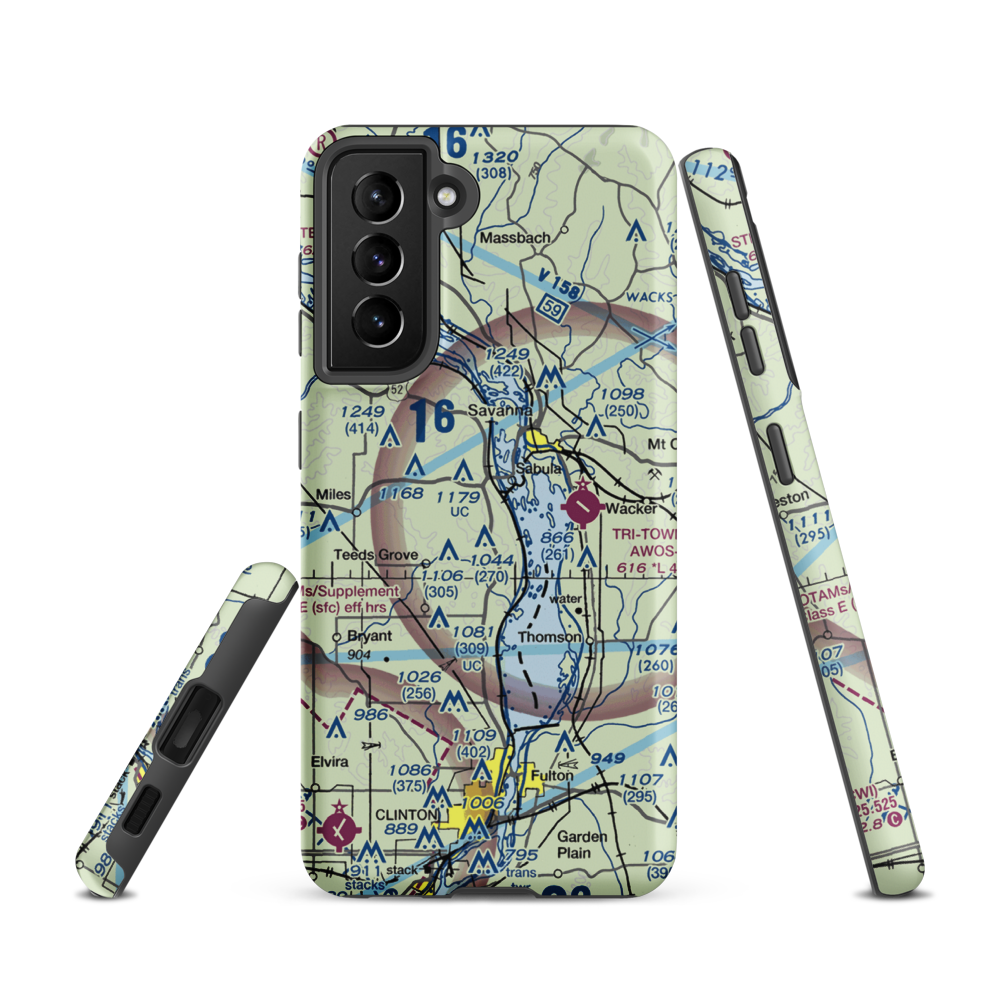 Hillside Stables Airport (13IA) VFR Sectional Samsung Phone Case Samsung Galaxy S21 model shown