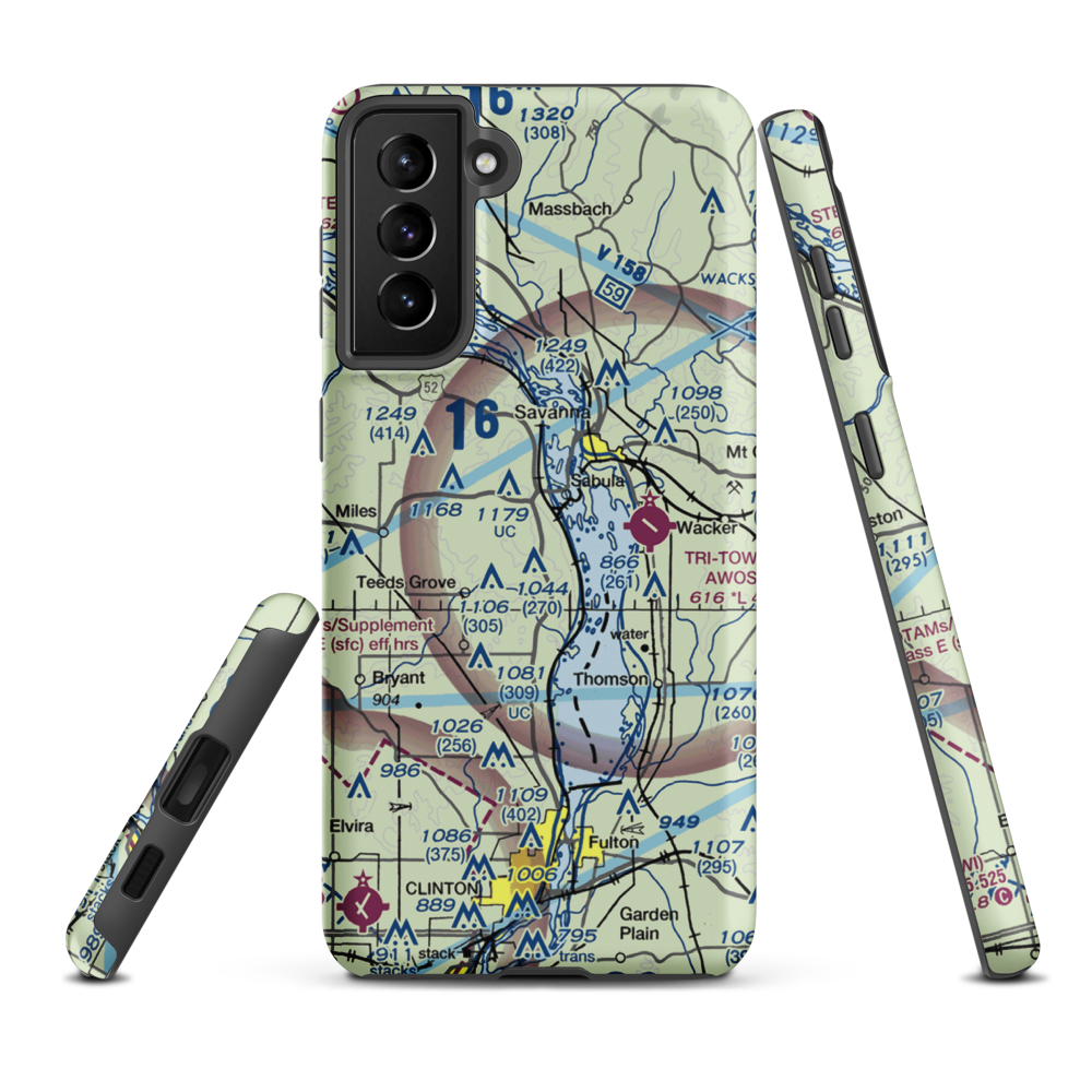 Hillside Stables Airport (13IA) VFR Sectional Samsung Phone Case Samsung Galaxy S21 Plus model shown