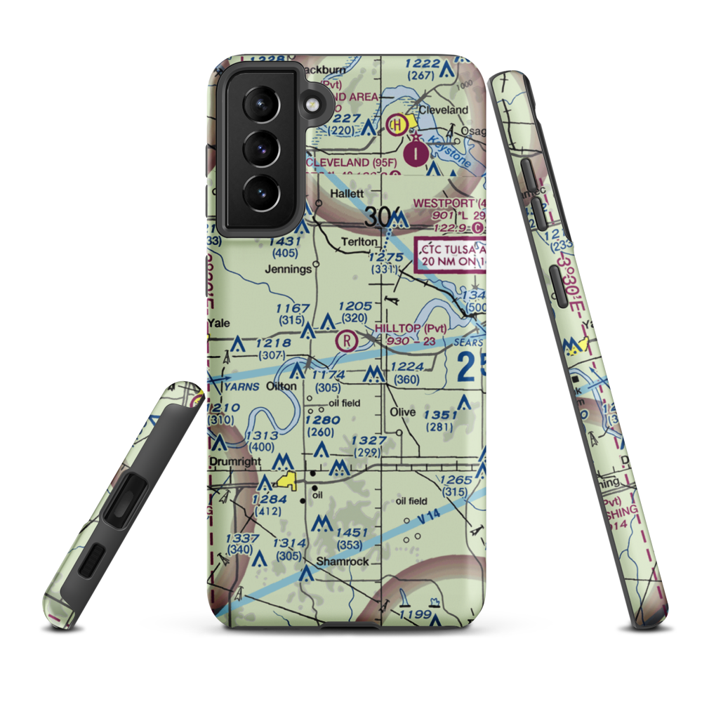 Hilltop Airport (40OK) VFR Sectional Samsung Phone Case Samsung Galaxy S21 Plus model shown