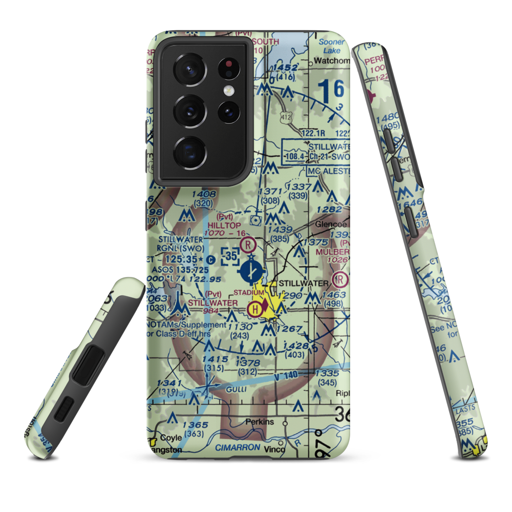 Hilltop Airport (88OK) VFR Sectional Samsung Phone Case Samsung Galaxy S21 Plus model shown