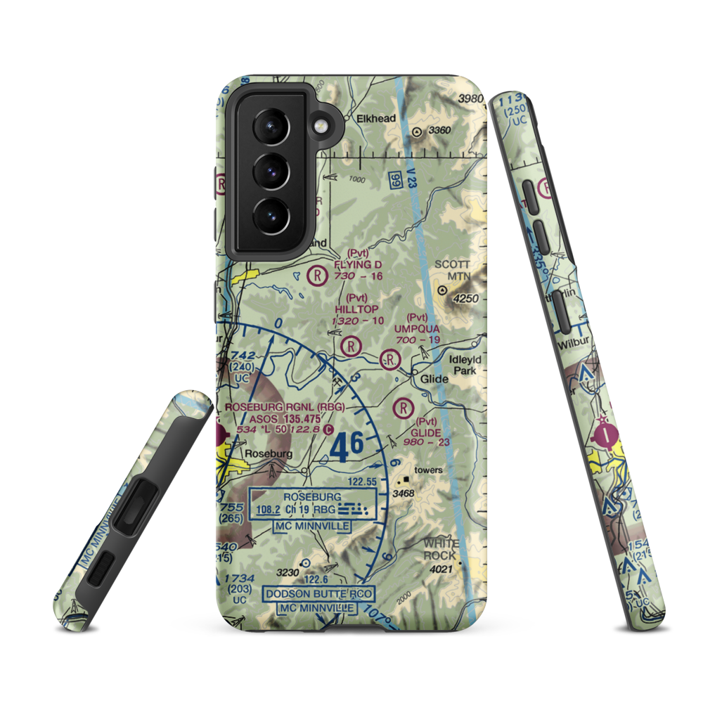 Hilltop Airport (98TE) VFR Sectional Samsung Phone Case Samsung Galaxy S21 FE model shown