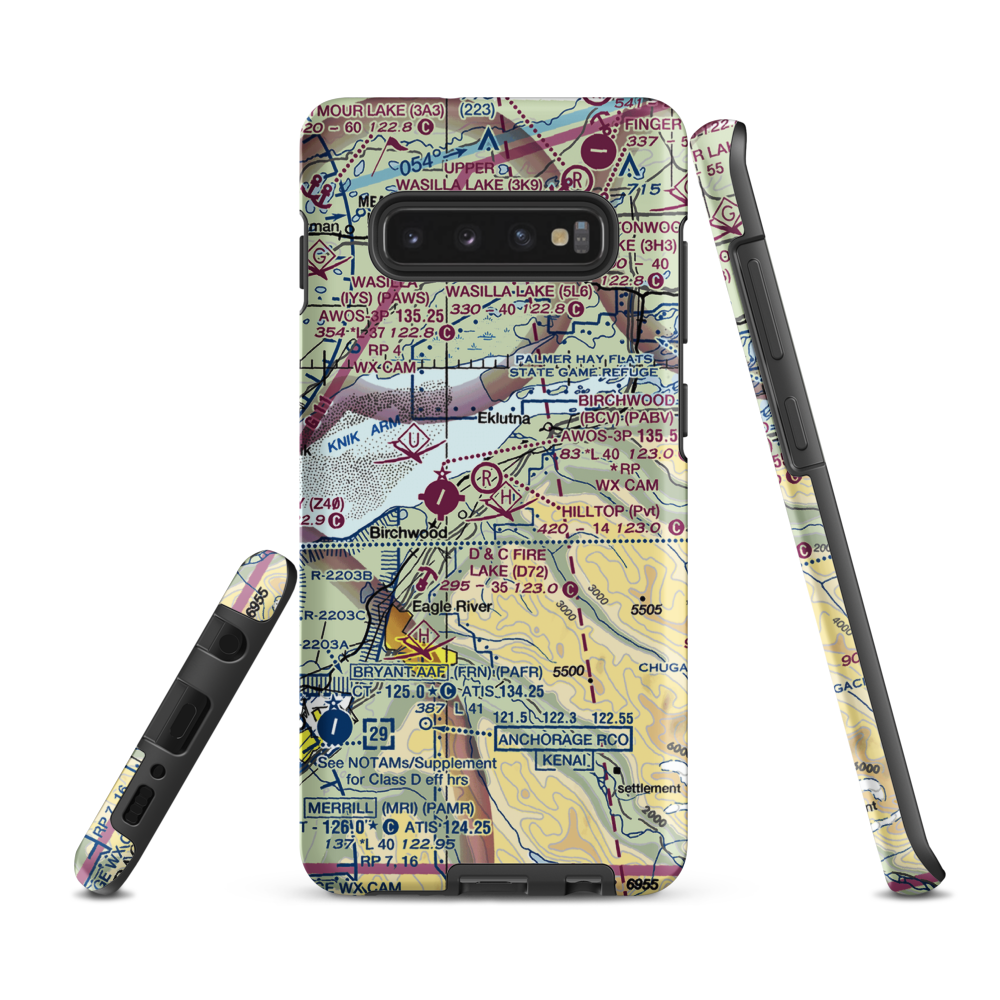 Hilltop Airport (AK24) VFR Sectional Samsung Phone Case Samsung Galaxy S10e model shown