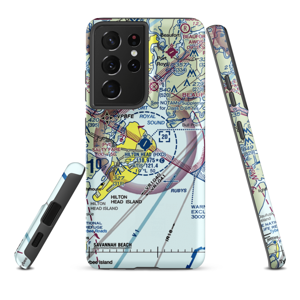 Hilton Head Airport (HXD) VFR Sectional Samsung Phone Case Samsung Galaxy S21 Ultra model shown