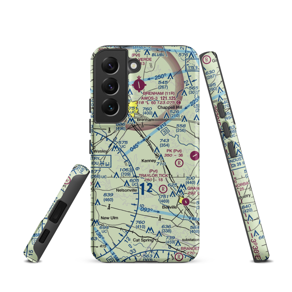 Hinson Airport (32TX) VFR Sectional Samsung Phone Case Samsung Galaxy S22 model shown