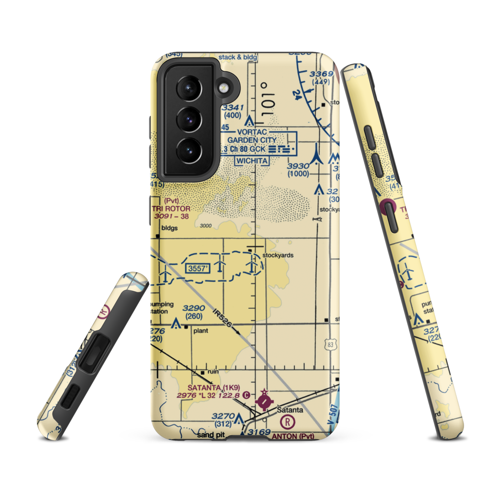 Hitch Feeders Ii Inc. Airport (1KS7) VFR Sectional Samsung Phone Case Samsung Galaxy S21 FE model shown