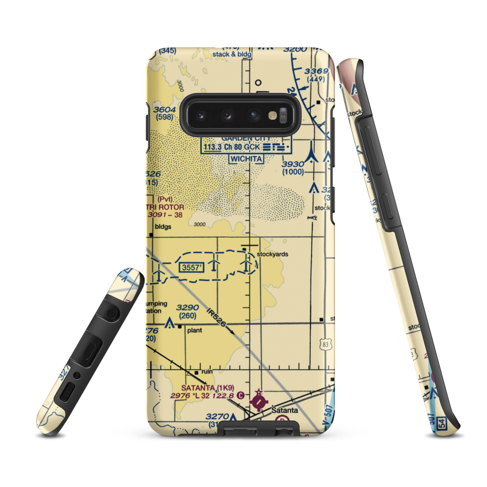 Hitch Feeders Ii Inc. Airport (1KS7) VFR Sectional Samsung Phone Case Samsung Galaxy S10 Plus model shown