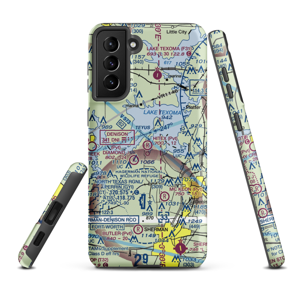 Hitex Private Airport (9TX7) VFR Sectional Samsung Phone Case Samsung Galaxy S21 FE model shown
