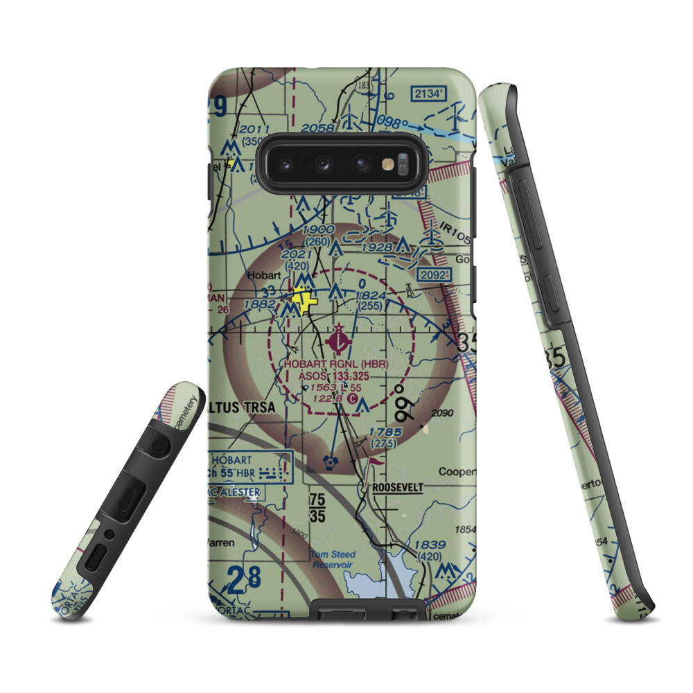 Hobart Regional Airport (HBR) VFR Sectional Samsung Phone Case Samsung Galaxy S10 Plus model shown