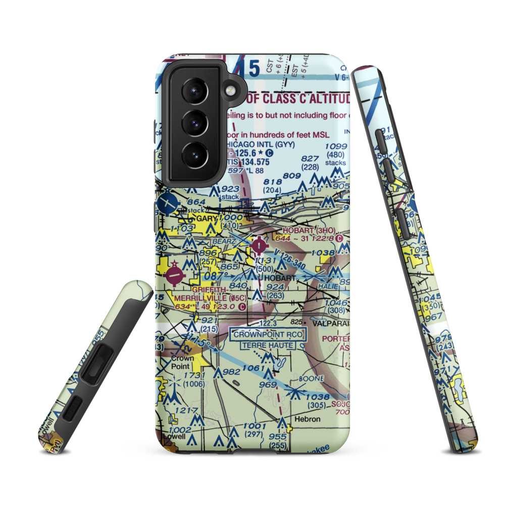 Hobart Sky Ranch Airport (3HO) VFR Sectional Samsung Phone Case Samsung Galaxy S21 FE model shown