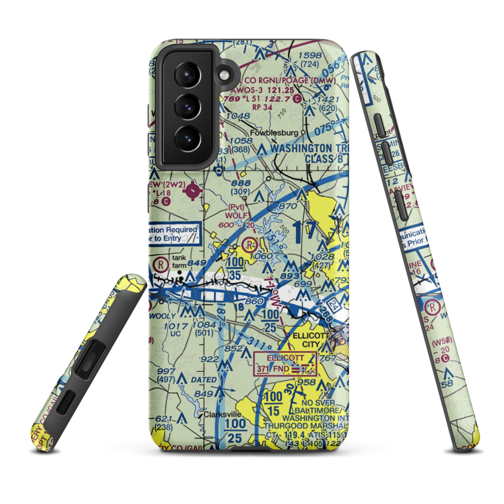 Hoby Wolf Airport (2MD5) VFR Sectional Samsung Phone Case Samsung Galaxy S21 Plus model shown