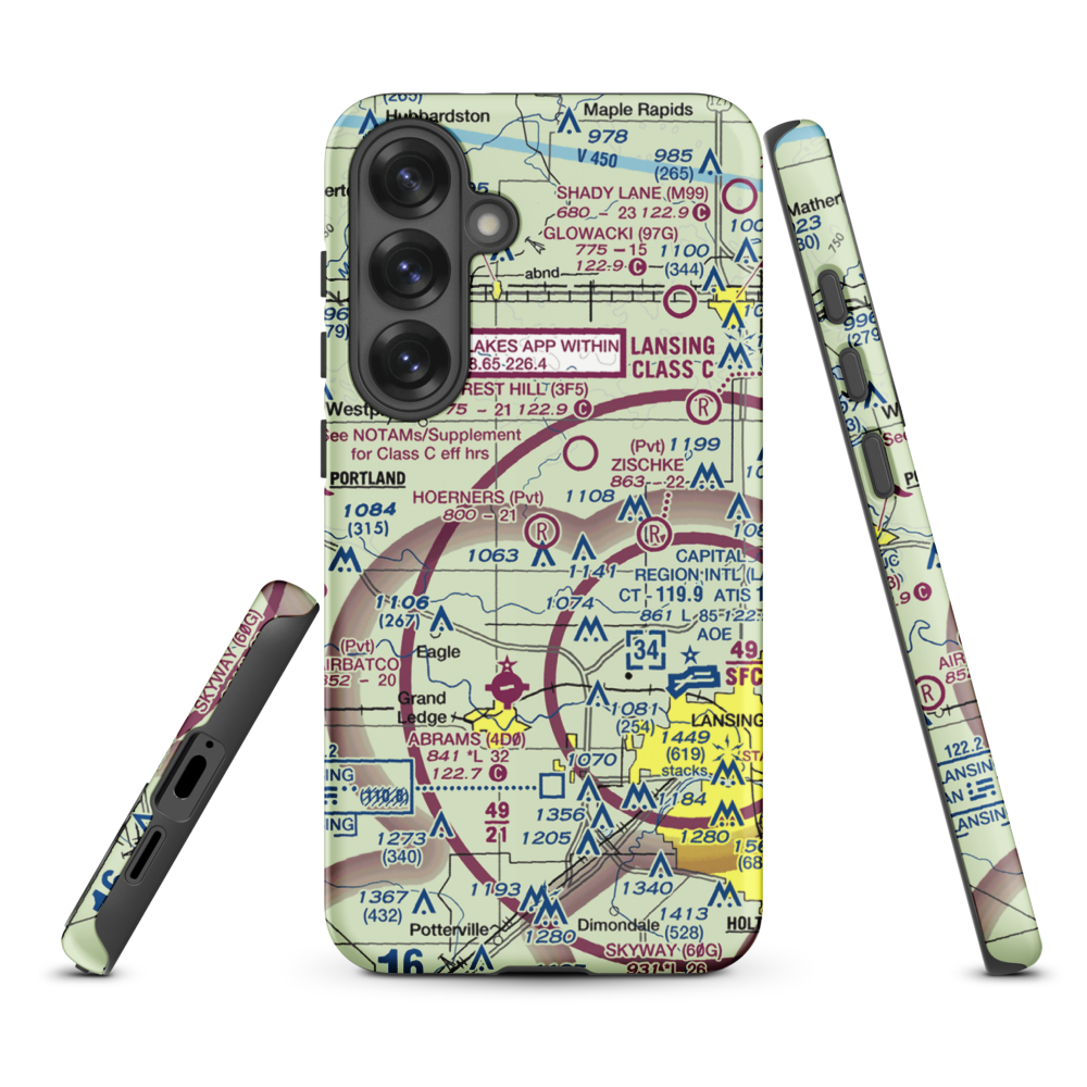 Hoerners Corners Airport (MI10) VFR Sectional Samsung Phone Case Samsung Galaxy S25 Plus model shown