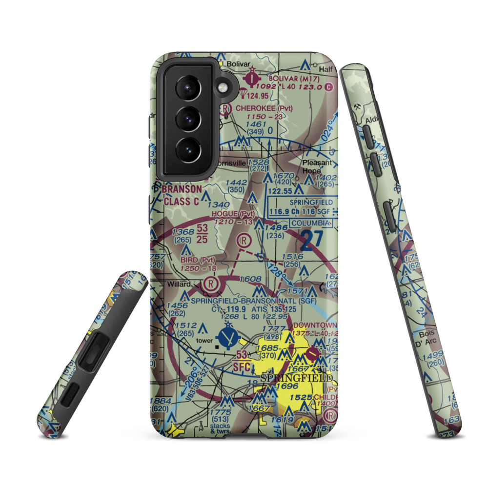 Hogue Farm Airport (09MO) VFR Sectional Samsung Phone Case Samsung Galaxy S21 FE model shown