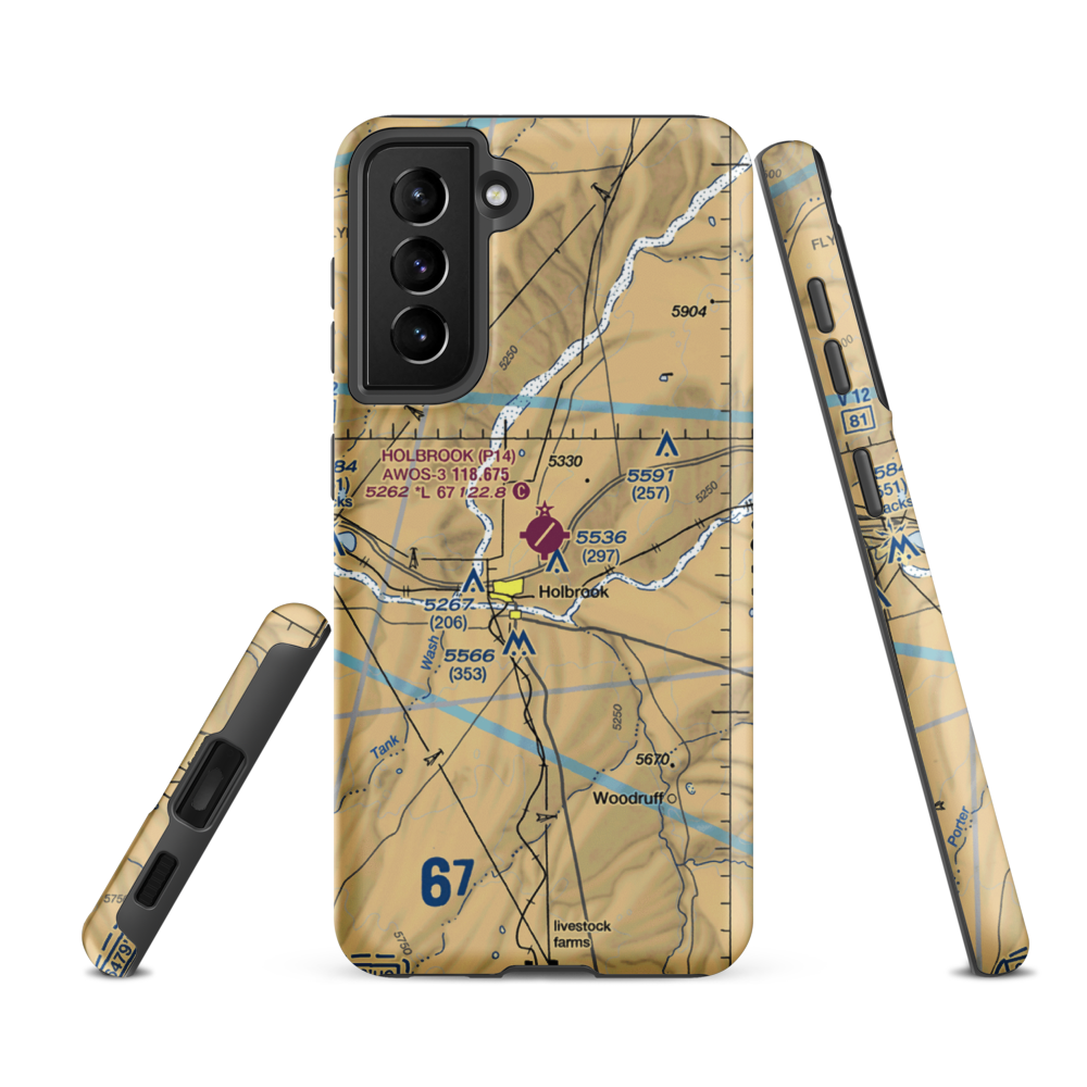 Holbrook Municipal Airport (P14) VFR Sectional Samsung Phone Case Samsung Galaxy S21 FE model shown