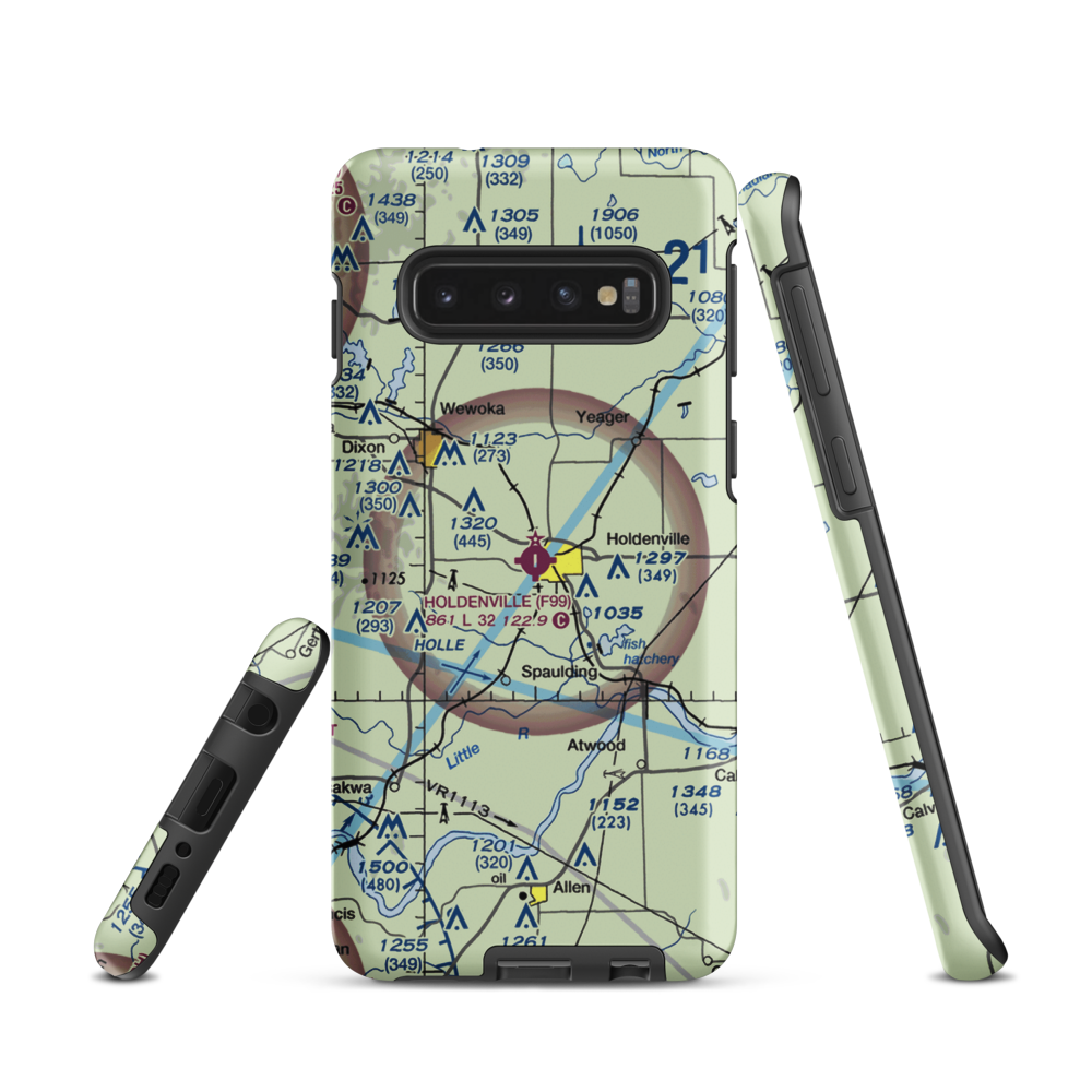 Holdenville Municipal Airport (F99) VFR Sectional Samsung Phone Case Samsung Galaxy S10 model shown